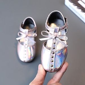 Girls' Flats Flower Girl Shoes Leather PU Cute Casual  Daily Dress Shoes Toddler(9m-4ys) Little Kids(4-7ys) Party  Evening Walking Shoes Rivet Pink Black Fall Spring Lightinthebox