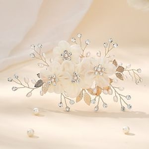 Hair Combs Headpiece Rhinestone Alloy Wedding Cocktail Elegant Luxury With Rhinestone Faux Pearl Headpiece Headwear Lightinthebox