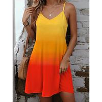 Women's Casual Dress Summer Dress Ombre Print Strap Mini Dress Tropical Sleeveless Summer Lightinthebox