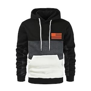 Men's Unisex Hoodie Pullover Hoodie Sweatshirt Pullover Black And White Black White Army Green Red Hooded American Flag National Flag Pocket Print Casual Daily Sports Hot Stamping Casual Spring miniinthebox