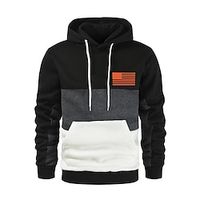 Men's Unisex Hoodie Pullover Hoodie Sweatshirt Pullover Black And White Black White Army Green Red Hooded American Flag National Flag Pocket Print Casual Daily Sports Hot Stamping Casual Spring miniinthebox - thumbnail