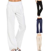 Women's High Waist Yoga Pants Bottoms Quick Dry Moisture Wicking Solid Color White Black Blue Linen Yoga Fitness Gym Workout Summer Sports Activewear Micro-elastic  Athletic  Athleisure Lightinthebox - thumbnail