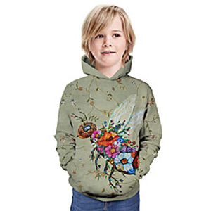 Kids Boys' Hoodie  Sweatshirt Long Sleeve 3D Print Floral Animal Print Light Green Children Tops Summer Active Daily Wear Regular Fit 3-13 Years Lightinthebox