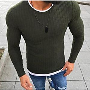 Men's Basic Solid Colored Pullover Long Sleeve Regular Sweater Cardigans Black Red Green miniinthebox