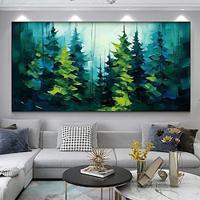 Mintura Handmade Green Forest Oil Paintings On Canvas Large Wall Art Decoration Modern Abstract Tree Landscape Picture For Home Decor Rolled Frameless Unstretched Painting Lightinthebox