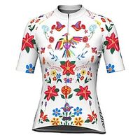 21Grams Women's Cycling Jersey Short Sleeve Bike Top with 3 Rear Pockets Mountain Bike MTB Road Bike Cycling Breathable Quick Dry Moisture Wicking Reflective Strips White Floral Botanical Polyester Lightinthebox - thumbnail