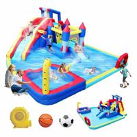 Megastar 10 In 1 Inflatable H20 Water Fight Bounce House Water Park For Kids, Slide Waterslide With Splash Pool & Basketball & Climbing Wall & Dual Pools & Soccer, Includes Blower - 18.92 X 17.08 X 8.08Ft