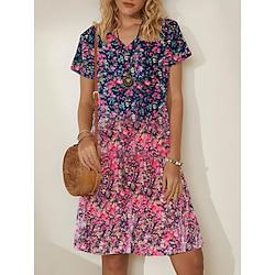 Women's Knit Dress Ombre Print V Neck Midi Dress Stylish Vacation Short Sleeve Summer Lightinthebox