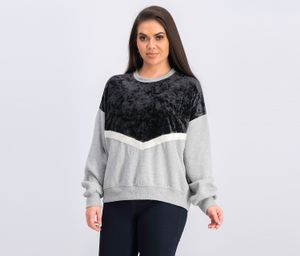 Juniors Velvet Chevron Sweatshirt  Gray/Black