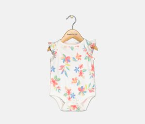 Toddler Girls Floral Print Bodysuit  White