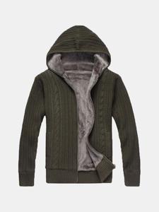 Jacquard Thicken Hooded Sweater Coat