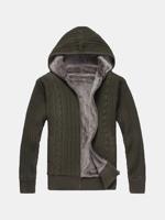 Jacquard Thicken Hooded Sweater Coat - thumbnail