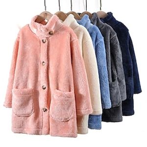 Kids Girls' Woolen Coat Long Sleeve Pink Navy Blue Blue Solid Color Button Spring Fall Adorable School 7-13 Years Lightinthebox