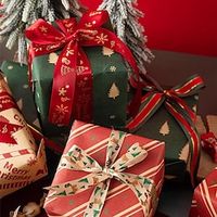 Christmas Ribbon Decorations Red Creative Holiday Theme Scene Christmas Tree Dress Up Gifts Diy miniinthebox - thumbnail