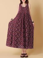 O-NEWE Vintage Geometric Printed Maxi Dress