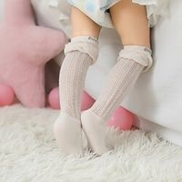 Kids Girls' Socks White Gray Pink Solid Colored Ruched Spring Summer Cute Daily Wear 1-12 Years Lightinthebox - thumbnail