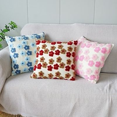 Floral Textured Throw Pillow Covers Modern Rainbow Tufted Pillow Covers with Tassel Minimalism Rustic Linen Decorations Cushion Case for Bed Couch Sofa Outdoor Home Decor miniinthebox