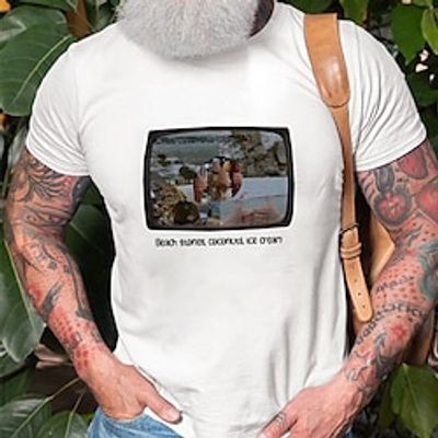 Men's T shirt Hot Stamping Graphic Television Crew Neck Casual Daily Print Short Sleeve Tops Basic Fashion Comfortable Big and Tall White miniinthebox