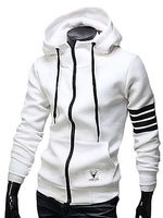 Hooded Patch Pocket Striped Men Coat - thumbnail