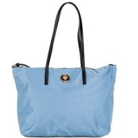 Versace Portuna Medusa Medium Cornflower Blue Nylon Leather Tote Bag Purse (59074)