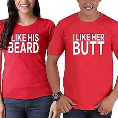 Couple Tshirt Letter 1pc Couple's Men's Women's T shirt Tee Crew Neck Red Valentine's Day Daily Short Sleeve Print Fashion Casual Lightinthebox