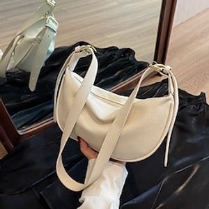 Women's Crossbody Bag Hobo Bag PU Leather Daily Zipper Waterproof Solid Color Black Brown Khaki miniinthebox