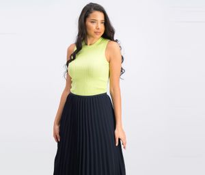 Womens Sleeveless Ribbed Top  Yellow Green