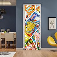 2pcs Self-adhesive Creative Cartoon Door Stickers For Living Room Diy Decorative Home Waterproof Wall Stickers miniinthebox - thumbnail