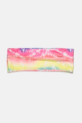 Womens Tie Dye Wire Free Non Padded Bandeau Bikini Top Pink/Blue/Yellow Womens Tie Dye Wire Free Non Padded Bandeau Bikini Top Pink/Blue/Yellow