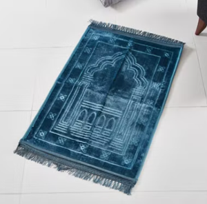 Raschel Embossed Prayer Mat Blue 80x120cm