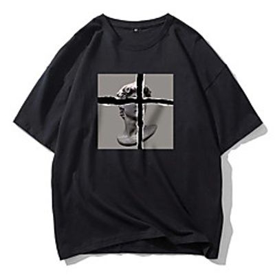 Men's Unisex Tees T shirt Hot Stamping Graphic Prints Human Plus Size Print Short Sleeve Casual Tops 100% Cotton Basic Designer Big and Tall Black miniinthebox