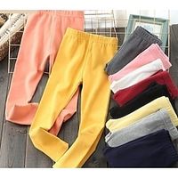 Kids Girls' Leggings Solid Color Adorable School 7-13 Years Spring Black Yellow Pink Lightinthebox - thumbnail
