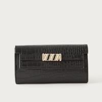 Sasha Animal Textured Flap Wallet with Button Closure