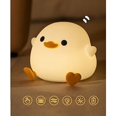 LED Cute Bean Duck Night Light Cute Animal Silicone Nursery Night Light Rechargeable Table Lamp Bedside Lamp with Touch Sensor for Bedrooms Living Room miniinthebox