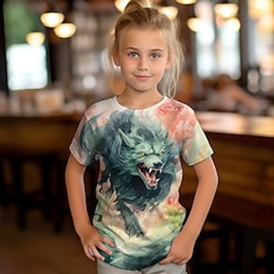 Girls' 3D Animal Tee Shirt Short Sleeve 3D Print Summer Spring Streetwear Cool Daily Polyester Kids 3-12 Years Crew Neck Outdoor Casual Daily Regular Fit Lightinthebox