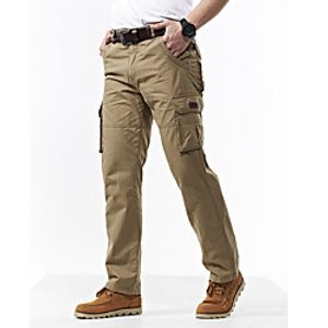 Men's Fashion Streetwear Straight Tactical Cargo Trousers Multiple Pockets Pants Casual Daily Solid Color Breathable Soft Mid Waist ArmyGreen Black Khaki Coffee 35 36 38 40 42 miniinthebox