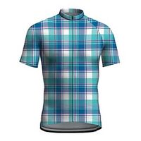 21Grams Men's Short Sleeve Cycling Jersey Bike Top with 3 Rear Pockets Mountain Bike MTB Road Bike Cycling Breathable Quick Dry Moisture Wicking Blue Plaid Checkered Spandex Polyester Sports Clothing Lightinthebox - thumbnail