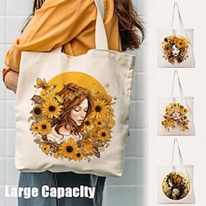 Women's Tote Shoulder Bag Canvas Tote Bag Canvas Daily Holiday Flower Print Large Capacity Foldable Lightweight 3D Flower Lightinthebox