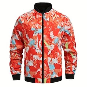 Men's Bomber Jacket Varsity Jacket Outdoor Sport Warm Pocket Fall Winter Color Block Casual Daily Wear Going out Fall  Winter Standing Collar Long Sleeve Red padding jacket Lightinthebox