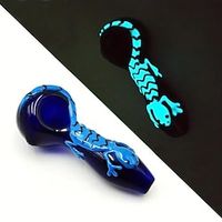 1pc Handmade Glass Pipe For Smoking Blue Glow-in-the-dark Gecko Glass Pipe Smoking Pipe Smoking Accessories Lightinthebox - thumbnail