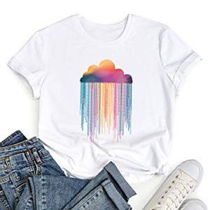 Women's T shirt Graphic Prints Print Round Neck Tops 100% Cotton Basic Basic Top White Black Wine miniinthebox