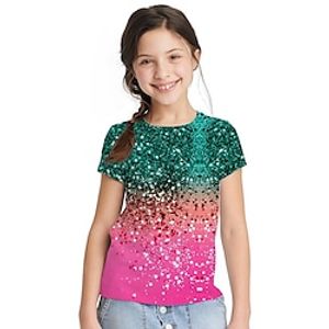 Kids Girls' T shirt Graphic Outdoor 3D Print Short Sleeve Crewneck Active 7-13 Years Summer Pink Green Lightinthebox