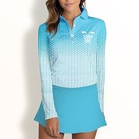 Women's Polo Shirt Golf Shirt Button Up Polo Breathable Quick Dry Moisture Wicking Long Sleeve Golf Apparel Golf Clothes Regular Fit Polka Dot Spring Autumn Tennis Golf Pickleball Lightinthebox - thumbnail