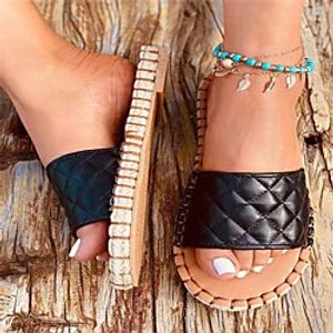 Women's Slippers  Flip-Flops Flat Heel Open Toe PU Solid Colored White Black Orange Lightinthebox