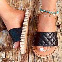 Women's Slippers  Flip-Flops Flat Heel Open Toe PU Solid Colored White Black Orange Lightinthebox - thumbnail