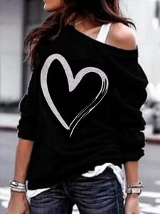 Black Graphic Print One Shoulder Long Sleeves Tee