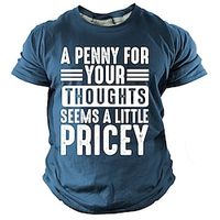 A Penny For Your Thoughts Men's 3D Street Style Print T shirt Tee Outdoor Holiday Going out T shirt Black Navy Blue Army Green Short Sleeve Crew Neck Shirt Spring  Summer Clothing Apparel Lightinthebox - thumbnail