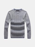 Mens Casual Cotton Solid Color Thick Warm V Necl Collar Slim Fit Knitted Sweater