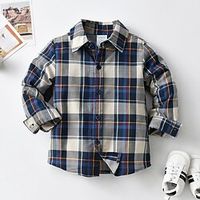 Kids Boys Shirt Long Sleeve Plaid Multicolor Children Tops Spring Fall Basic Formal Daily 3-6 Years miniinthebox - thumbnail