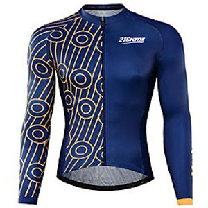 21Grams Men's Long Sleeve Cycling Jersey Winter Fleece Spandex Polyester Blue Solid Color Bike Pants Jersey Top Mountain Bike MTB Road Bike Cycling UV Resistant Quick Dry Breathable Sports Clothing miniinthebox